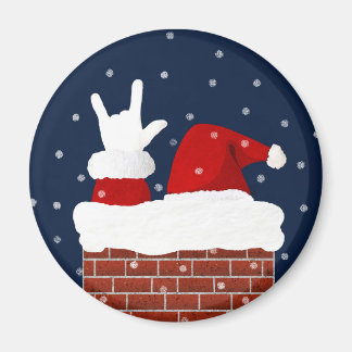 I Love You Handshape ASL Santa Christmas Magnet