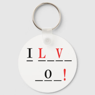 I Love You-Hangman Style by Shirley Taylor Key Ring