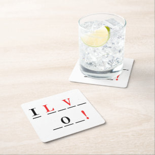 I Love You-Hangman Style by Shirley Taylor Square Paper Coaster