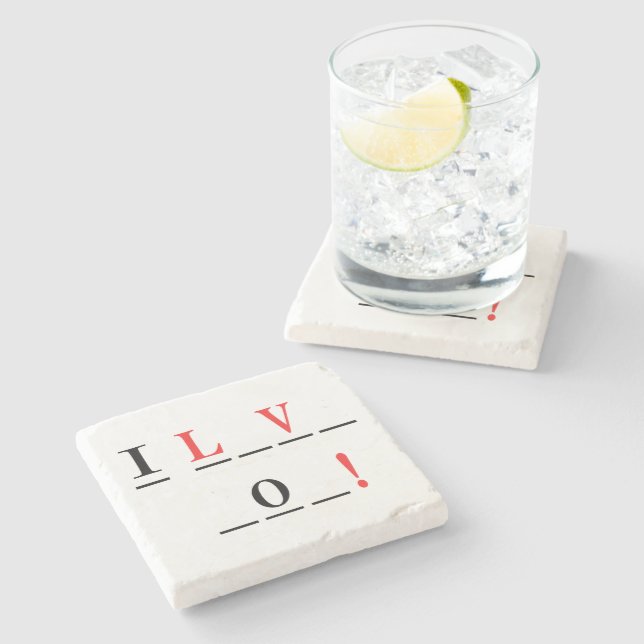 I Love You-Hangman Style by Shirley Taylor Stone Coaster (Side)
