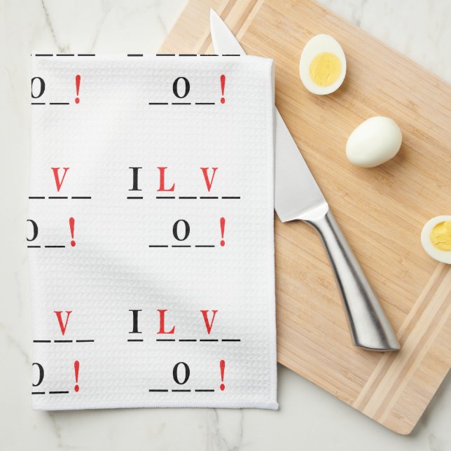 I Love You-Hangman Style by Shirley Taylor Tea Towel (Quarter Fold)