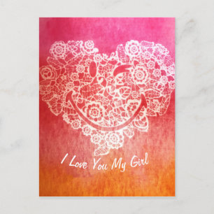 I Love You Happy Flowers Heart Emoji Smiling Face Holiday Postcard