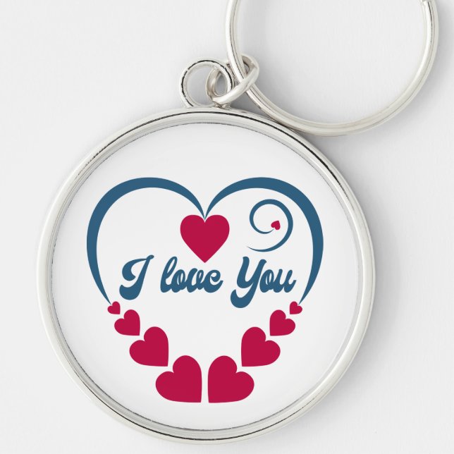 I Love You. Happy Valentine Day.  Key Ring (Front)