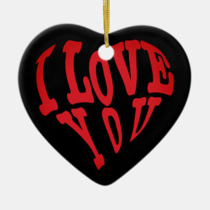 I Love You Heart Ceramic Ornament