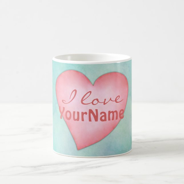 I love you heart custom name mugs (Center)