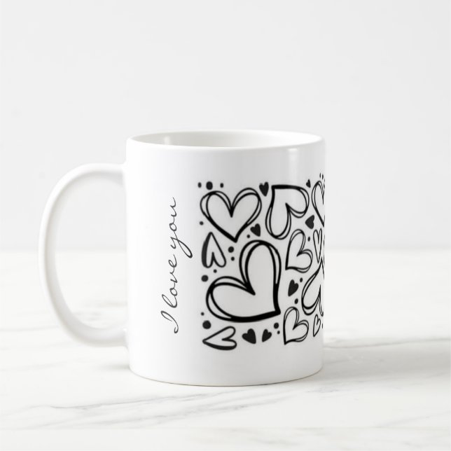 I love you heart design coffee mug (Left)