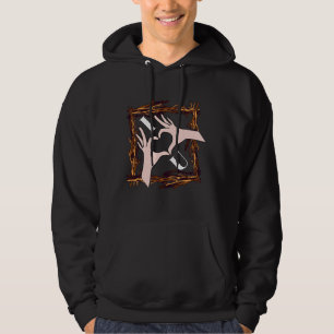 I Love You" Heart Hands Artistic Graphic Hoodie 