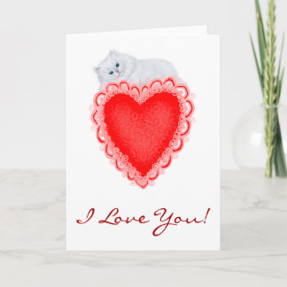 I Love You Heart Kitten Card