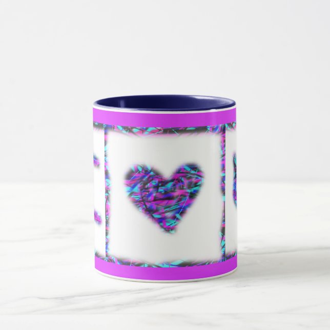 I Love You Heart Purple Pink Blue Mug (Center)