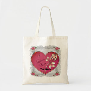 I Love You Heart tote bags