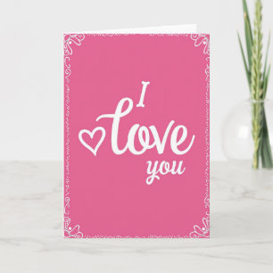 I Love You Heart White Script Card