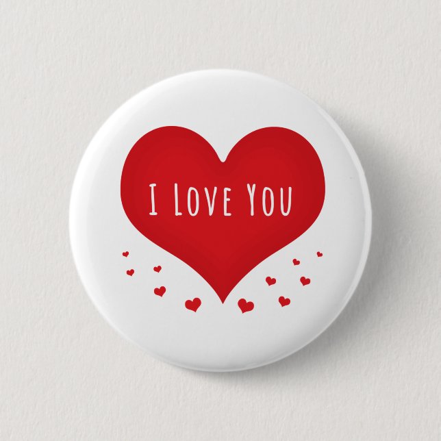 I love you hearts 6 cm round badge (Front)