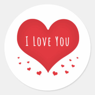 I love you hearts classic round sticker