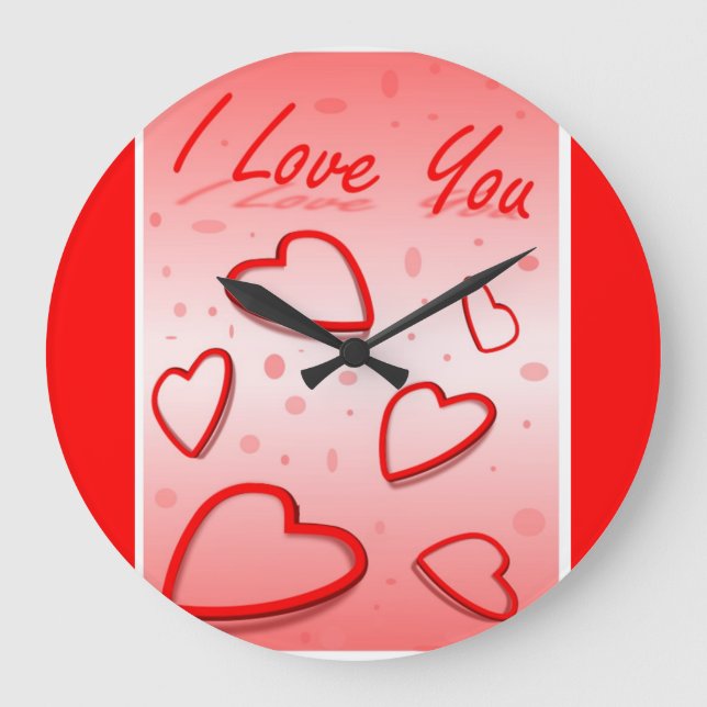 "I LOVE YOU" HEARTS LARGE CLOCK (Front)