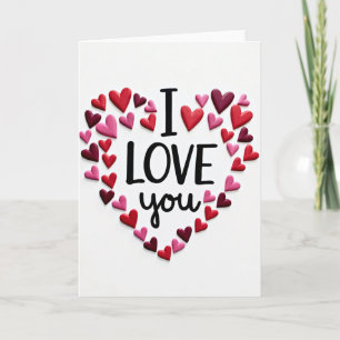 I Love You Hearts Pattern Card