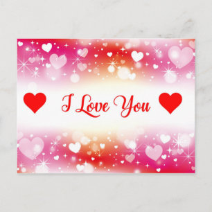 I Love You Hearts Pattern Postcard