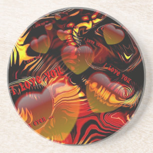 i love you hearts sandstone coaster