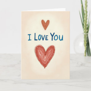 I Love You Hearts Simple Art Card