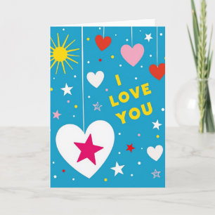 I Love You Hearts Stars Card