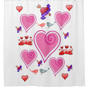 i love you hearts valentines day showercurtain shower curtain