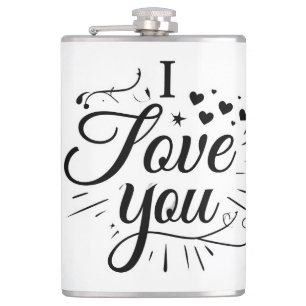 i love you hip flask