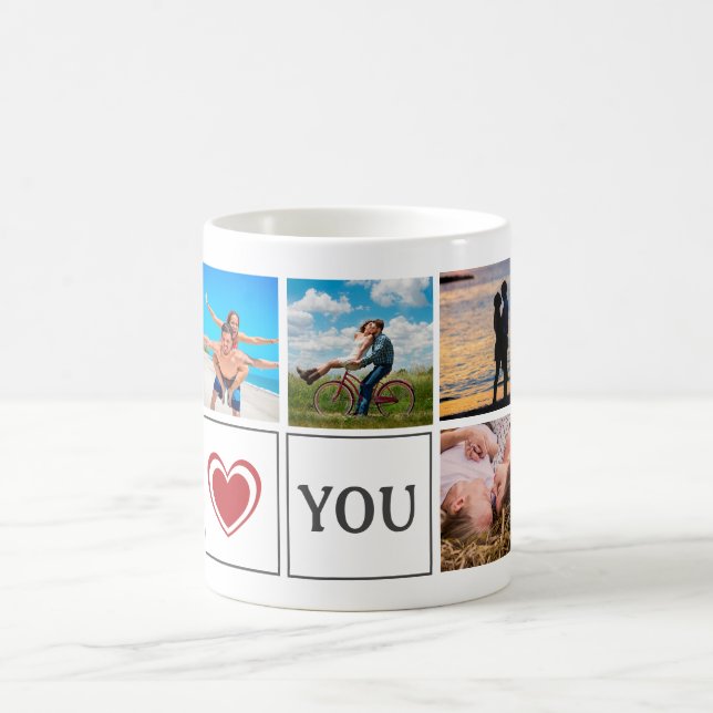 I love you I heart my girlfriend photo collage  Coffee Mug (Center)