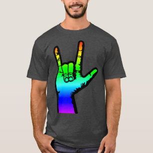 I love you ILU sign language rainbow coloured T-Shirt
