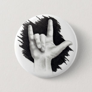 I LOVE YOU IN ASL #2 6 CM ROUND BADGE