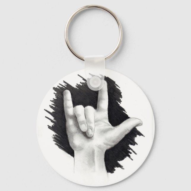 I LOVE YOU IN ASL #2 KEY RING (Front)