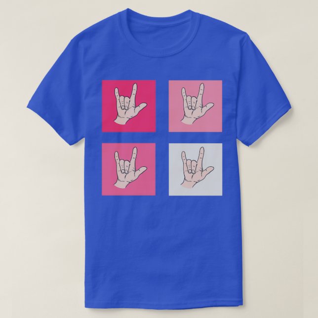 I Love You in ASL Pink I T-Shirt (Design Front)