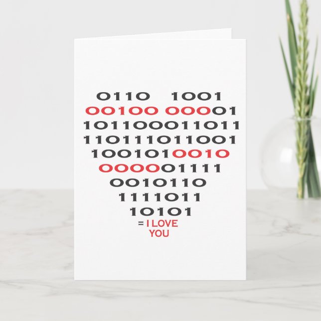 "I love you" in Binary Code - Heart Card (Front)