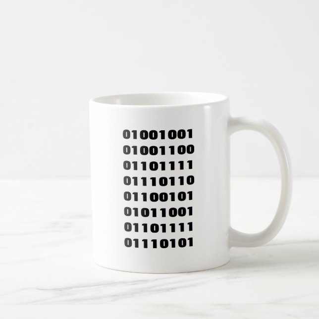 "I Love You" (in Binary Code) Mug (Right)
