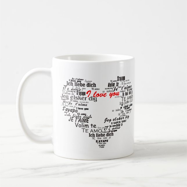 I love you in different languages basic white mug (Left)