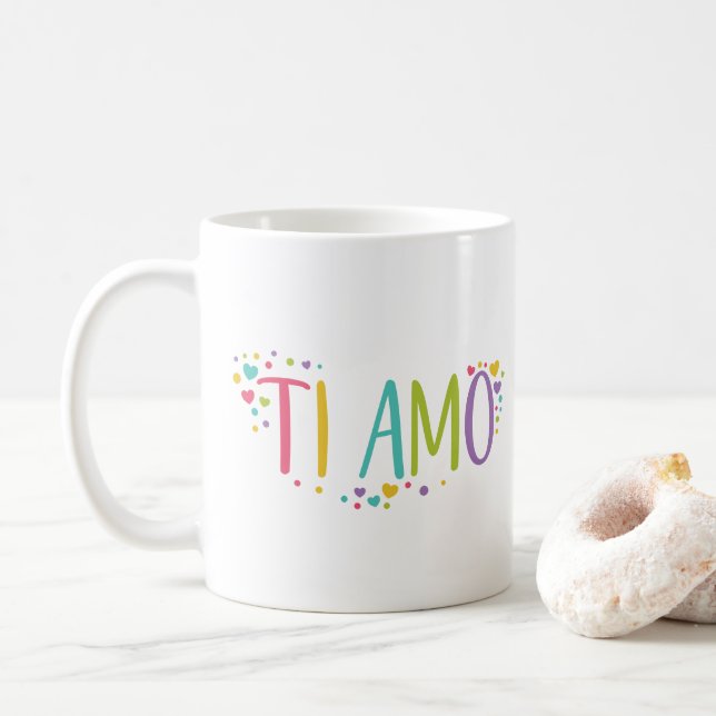 I love you in Italian, Ti Amo Coffee Mug (With Donut)