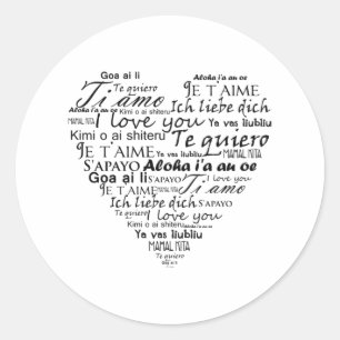 I love you in other languages 5 classic round sticker