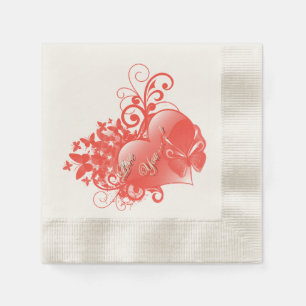I LOVE YOU IN RED HEART NAPKIN
