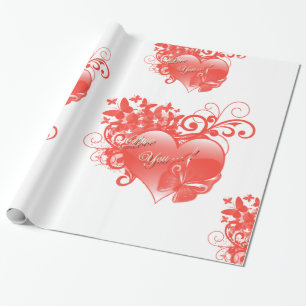 I LOVE YOU IN RED HEART WRAPPING PAPER