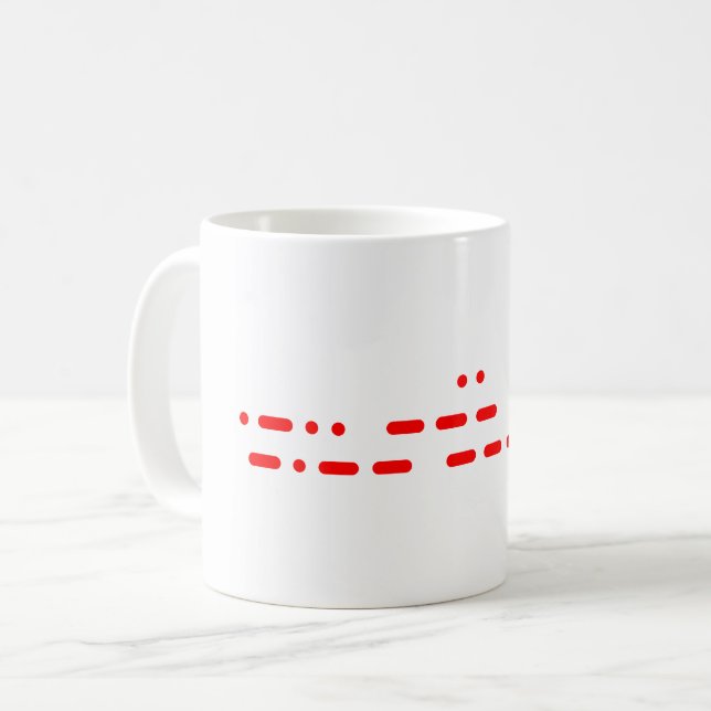 "I Love You" in Red Morse Code Coffee Mug (Front Left)