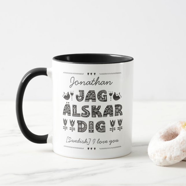 I love You in Swedish - Jag älskar dig  Mug (With Donut)