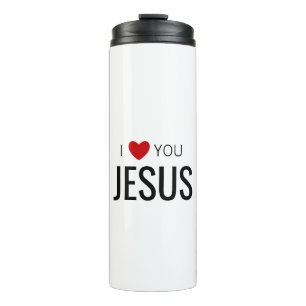 I love You Jesus   Modern Christian Faith Heart Thermal Tumbler