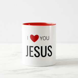 I love You Jesus Modern Christian Faith Heart Two-Tone Coffee Mug