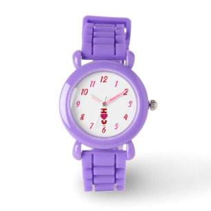 I Love You Kids Red Glitter Strap Watch