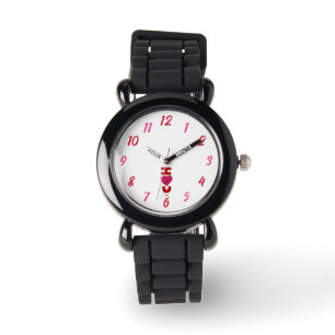 I Love You Kids Silver Glitter Strap Watch