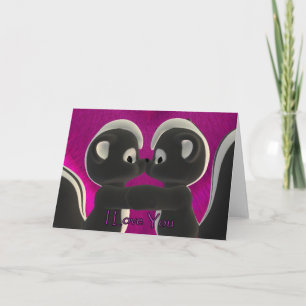 I love you, kissing skunks cute, Valentine's Day C Holiday Card