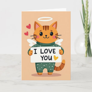 I Love You Kitty Angel Card