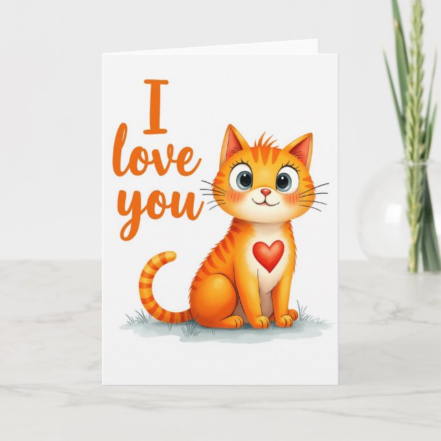 I Love You Kitty Cat Card (Front)