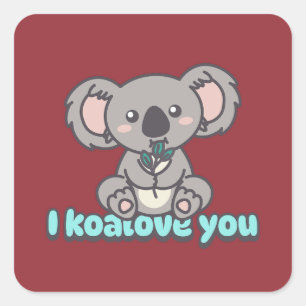 I love you Koala bear pun Square Sticker