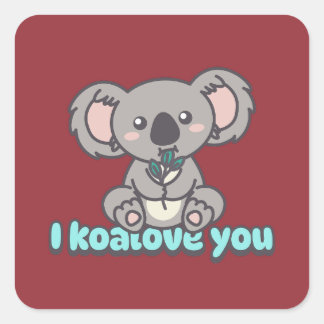 I love you Koala bear pun Square Sticker