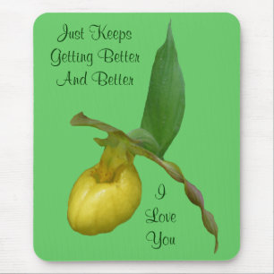 I Love You Lady Slipper Flower Photo Mousepad