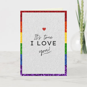 I Love You LGBT Pride Glitter Valentine Card
